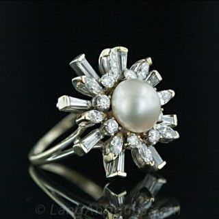 Pearl and Diamond Starburst Ring