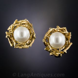 Pearl Bird's Nest Earrings by Tony Cavelti