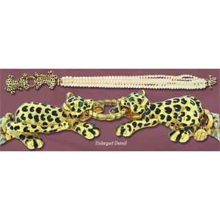 Pearl Bracelet with Whimsical Leopard Clasp