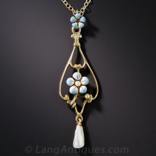 Pearl & Enamel Forget-Me-Not Pendant