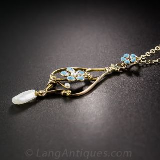 Pearl & Enamel Forget-Me-Not Pendant