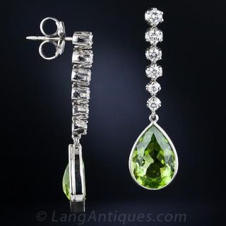 Peridot and Diamond Drop Earrings