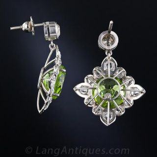 Peridot and Diamond Drop Earrings