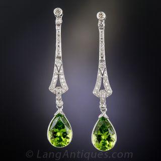 Peridot and Diamond Drop Earrings