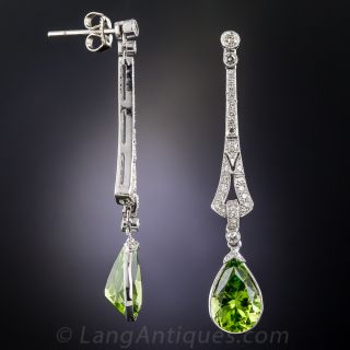 Peridot and Diamond Drop Earrings