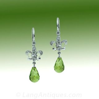 Peridot and Diamond Earrings Main View