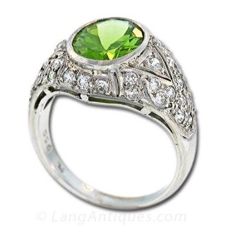 Peridot and Diamond Ring