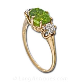 Peridot and Diamond Ring