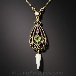 Peridot and Pearl Pendant