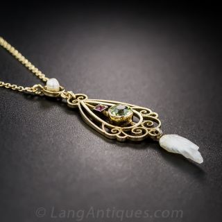 Peridot and Pearl Pendant