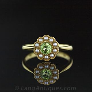 Peridot and Seed Pearl Ring Main View