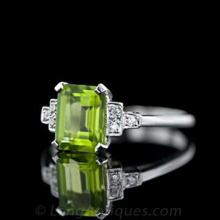 Peridot Art Deco Style Ladies Ring, English