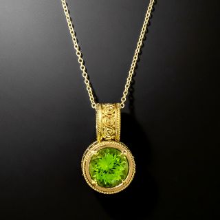 Peridot Pendant Necklace - 22K Gold - 2
