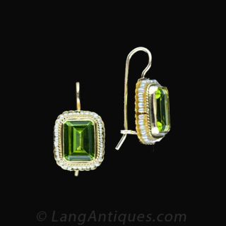 Peridot & Seed Pearl Drop Earrings