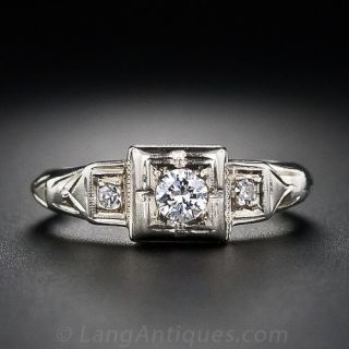 Petite .12 Carat Art Deco Diamond Engagement Ring