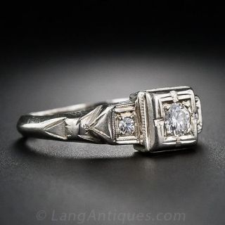 Petite .12 Carat Art Deco Diamond Engagement Ring