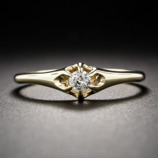 Petite 14k Gold and Diamond Engagement Ring