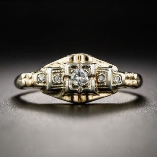 Petite 14K Two-Tone Art Deco Diamond Ring