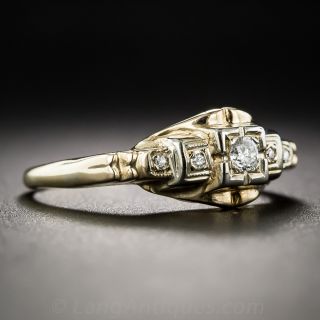 Petite 14K Two-Tone Art Deco Diamond Ring