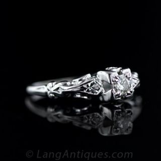 Petite .15 Carat Diamond Art Deco Ring