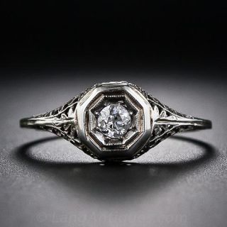 Petite .15 Carat Filigree Diamond Solitaire - 2