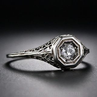 Petite .15 Carat Filigree Diamond Solitaire