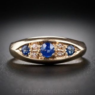 Petite 18K Victorian Sapphire and Diamond Ring