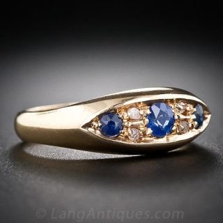 Petite 18K Victorian Sapphire and Diamond Ring