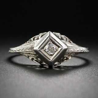 Petite 1920s Diamond Filigree Ring