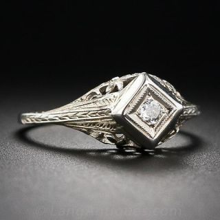 Petite 1920s Diamond Filigree Ring