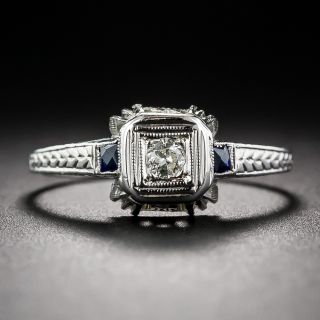 Petite 20k White Gold Diamond and Sapphire Ring