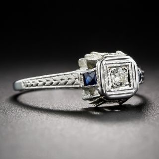 Petite 20k White Gold Diamond and Sapphire Ring