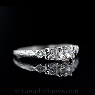 Petite .30 Carat Art Deco Diamond Engagement Ring