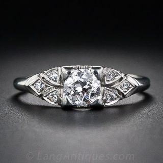 Petite .45 Carat Art Deco Diamond Engagement Ring