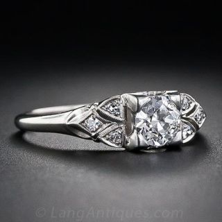 Petite .45 Carat Art Deco Diamond Engagement Ring