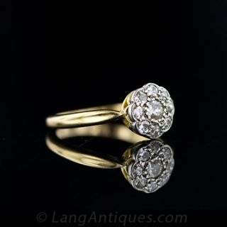 Petite Antique Diamond Cluster Ring