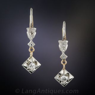 Petite Antique Diamond Dangle Earrings