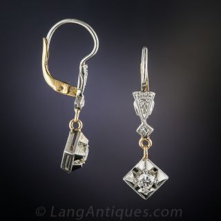 Petite Antique Diamond Dangle Earrings
