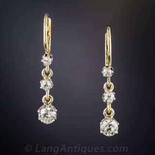 Petite Antique Diamond Drop Earrings