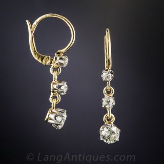 Petite Antique Diamond Drop Earrings
