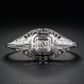 Petite Antique Diamond Engagement Ring