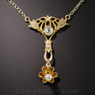 Petite Antique Diamond Pendant Necklace