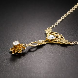 Petite Antique Diamond Pendant Necklace