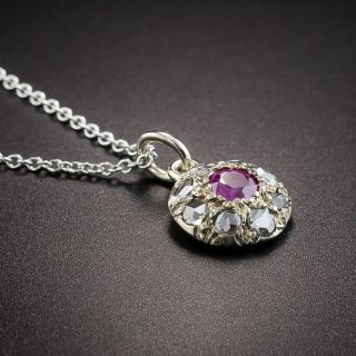 Petite Antique Ruby and Diamond Pendant