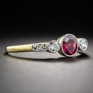 Petite Antique Ruby and Diamond Ring
