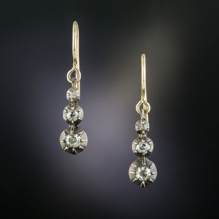Petite Georgian Antique Three-Diamond Earrings