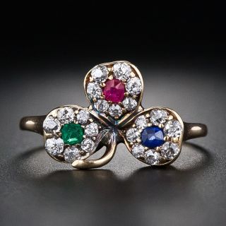 Petite Antique Three Leaf Clover Ring  - 5