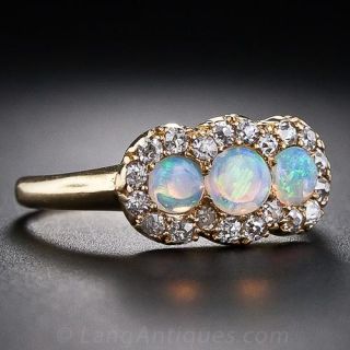 Petite Antique Three Opal Ring