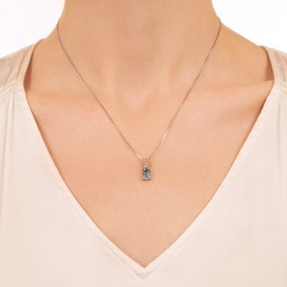 Petite Aquamarine and Baguette Diamond Pendant