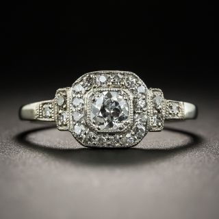 Petite Art Deco .18 Carat Platinum Diamond Ring - 1